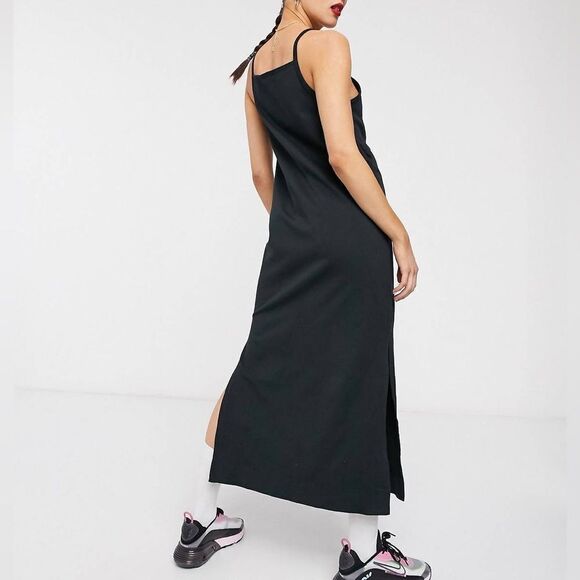 Nike Premium Jersey Slip Dress Midi Dress in Black Size S - Picture 2 of 4